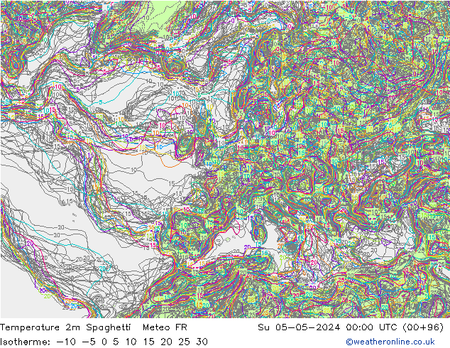 Temperatuurkaart Spaghetti Meteo FR zo 05.05.2024 00 UTC