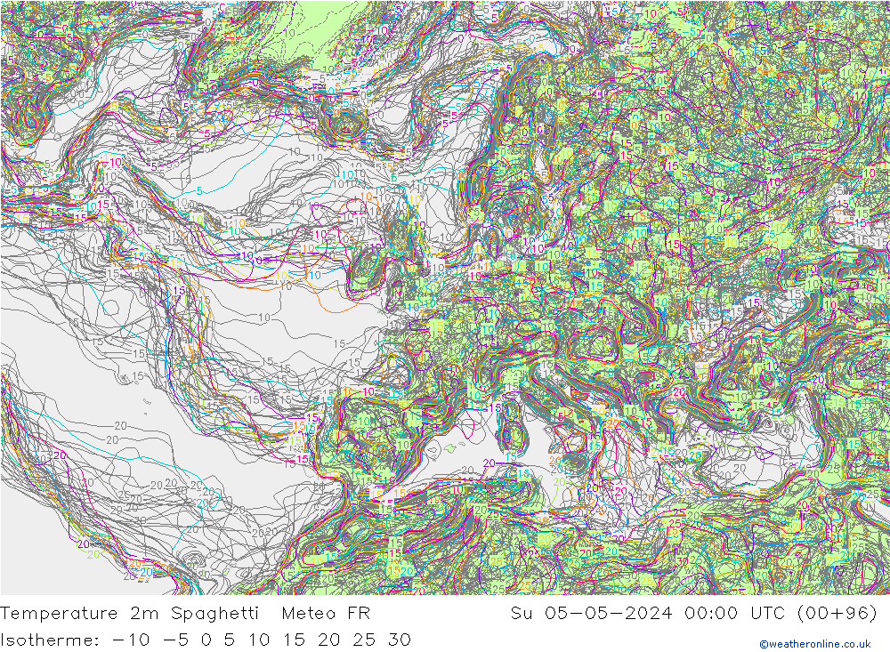 Temperature 2m Spaghetti Meteo FR Ne 05.05.2024 00 UTC