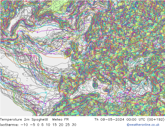 Temperatuurkaart Spaghetti Meteo FR do 09.05.2024 00 UTC