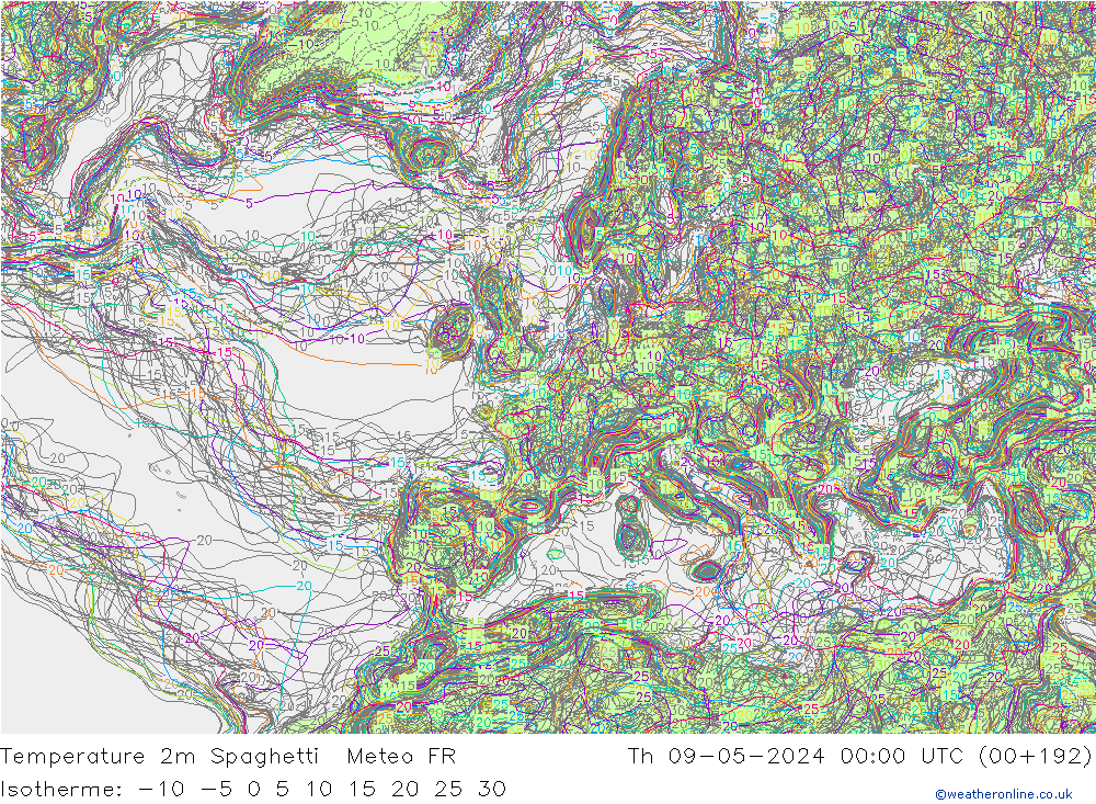 Temperaturkarte Spaghetti Meteo FR Do 09.05.2024 00 UTC