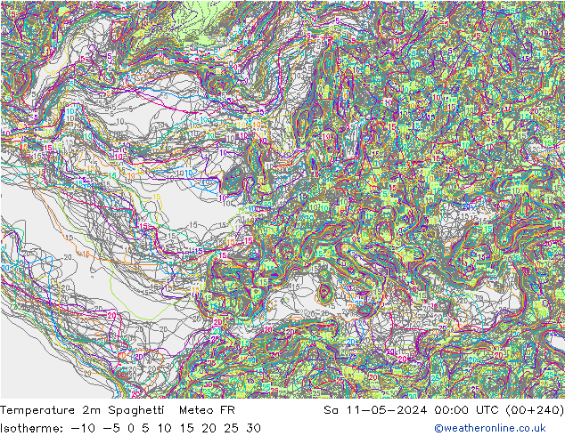 mapa temperatury 2m Spaghetti Meteo FR so. 11.05.2024 00 UTC