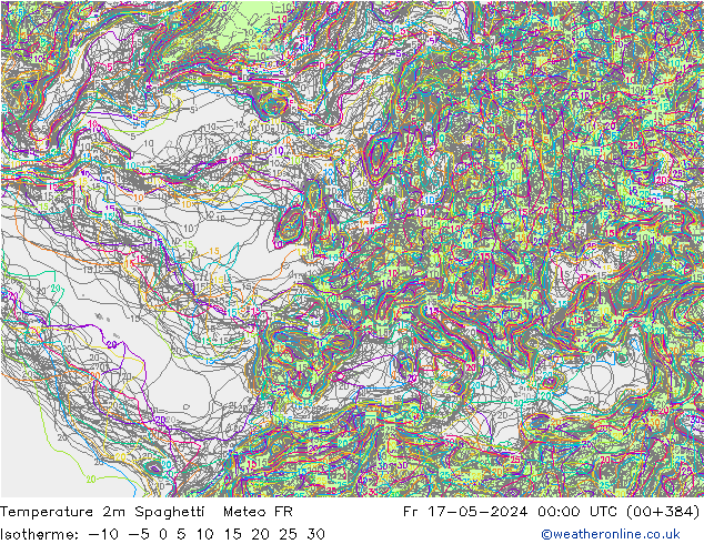 карта температуры Spaghetti Meteo FR пт 17.05.2024 00 UTC