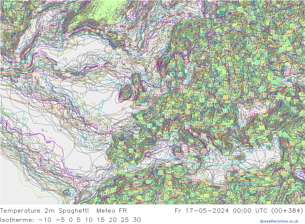 température 2m Spaghetti Meteo FR ven 17.05.2024 00 UTC