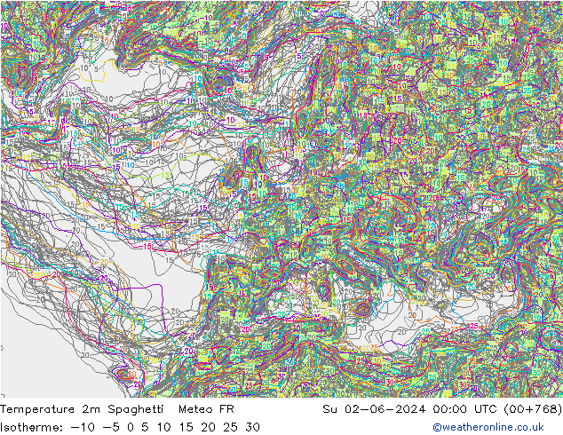 Temperaturkarte Spaghetti Meteo FR So 02.06.2024 00 UTC