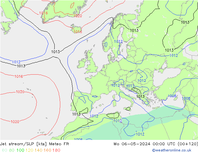 Polarjet/Bodendruck Meteo FR Mo 06.05.2024 00 UTC
