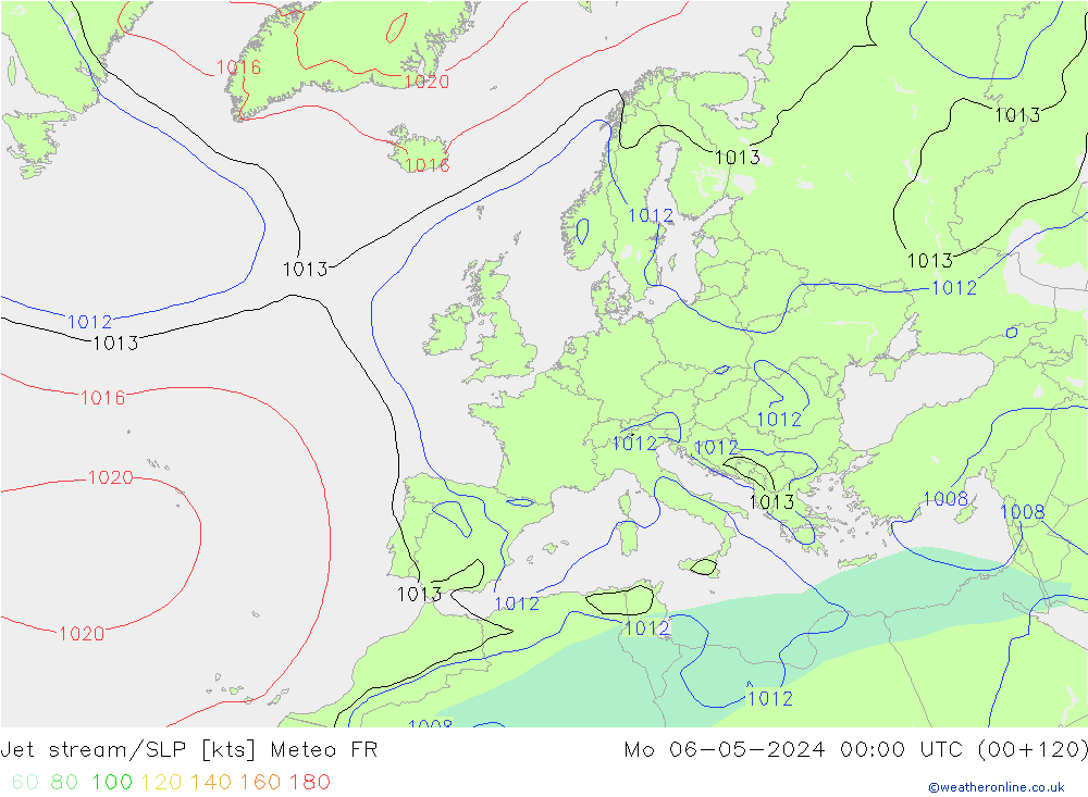 Prąd strumieniowy Meteo FR pon. 06.05.2024 00 UTC