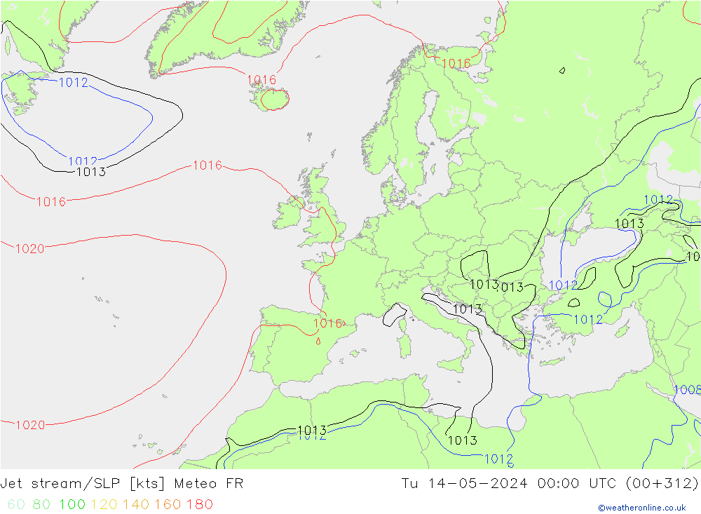 Corriente en chorro Meteo FR mar 14.05.2024 00 UTC