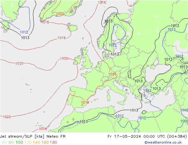 джет/приземное давление Meteo FR пт 17.05.2024 00 UTC