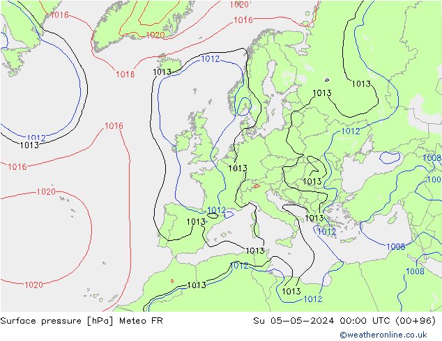 Luchtdruk (Grond) Meteo FR zo 05.05.2024 00 UTC