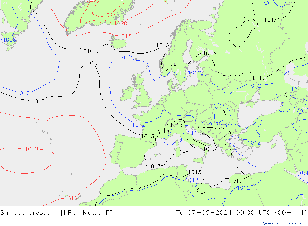 ciśnienie Meteo FR wto. 07.05.2024 00 UTC
