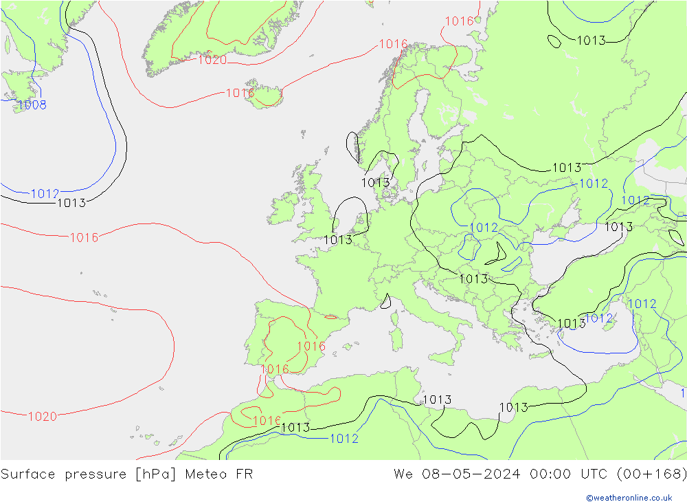 Yer basıncı Meteo FR Çar 08.05.2024 00 UTC