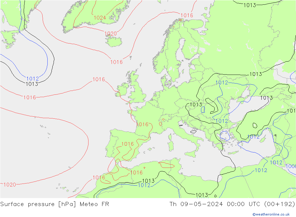 Luchtdruk (Grond) Meteo FR do 09.05.2024 00 UTC