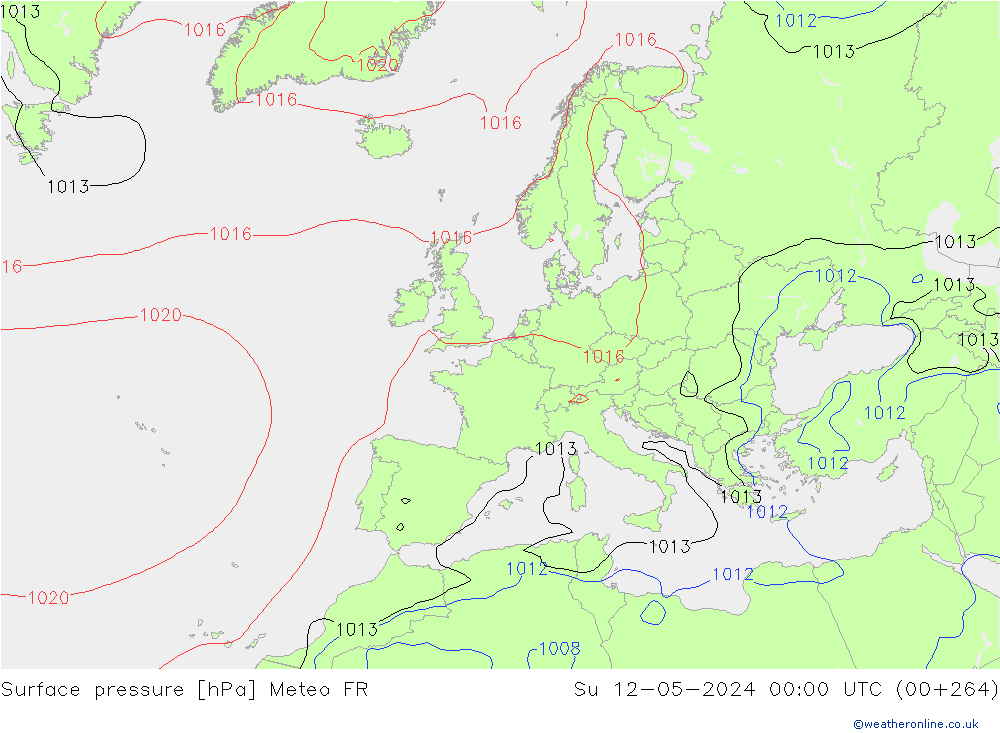 Surface pressure Meteo FR Su 12.05.2024 00 UTC