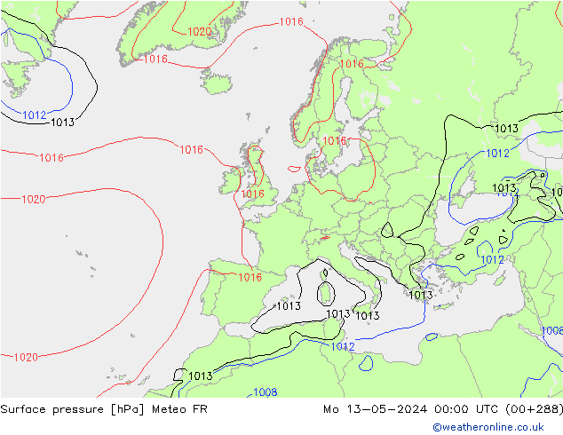 приземное давление Meteo FR пн 13.05.2024 00 UTC