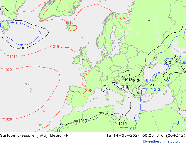 Surface pressure Meteo FR Tu 14.05.2024 00 UTC