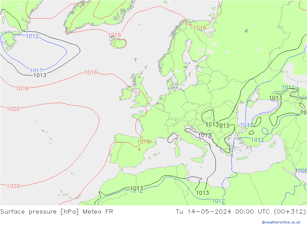 Bodendruck Meteo FR Di 14.05.2024 00 UTC