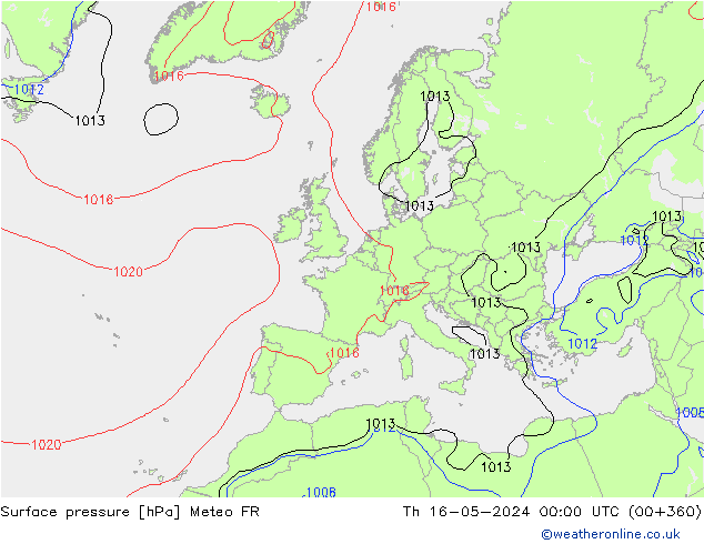 ciśnienie Meteo FR czw. 16.05.2024 00 UTC