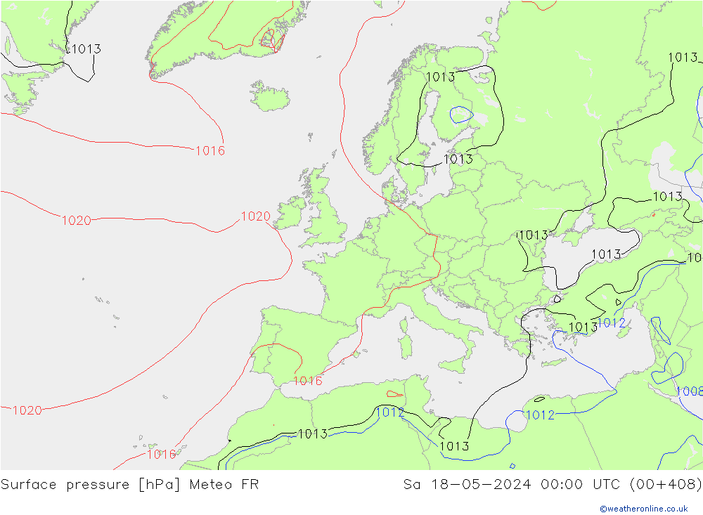 Bodendruck Meteo FR Sa 18.05.2024 00 UTC