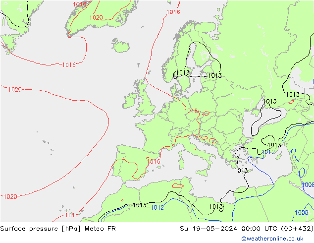 Presión superficial Meteo FR dom 19.05.2024 00 UTC