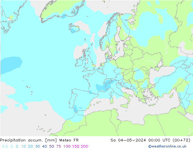 Precipitation accum. Meteo FR сб 04.05.2024 00 UTC