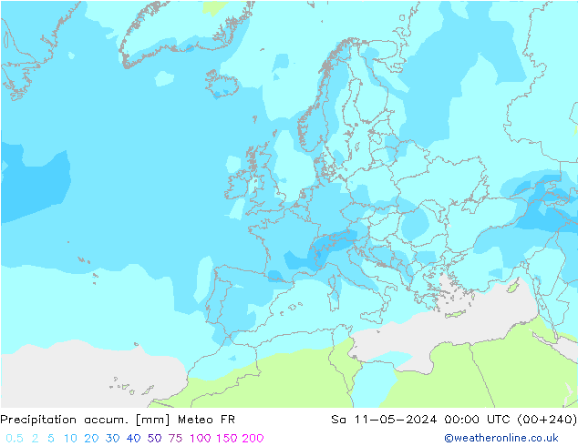 Totale neerslag Meteo FR za 11.05.2024 00 UTC