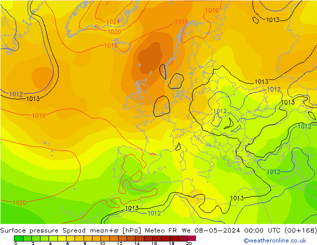 Surface pressure Spread Meteo FR We 08.05.2024 00 UTC