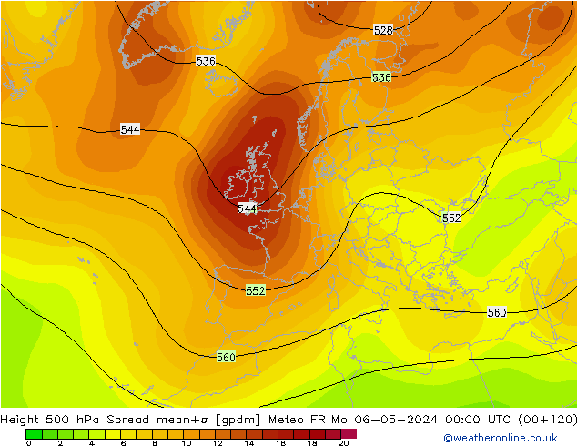 Height 500 hPa Spread Meteo FR  06.05.2024 00 UTC