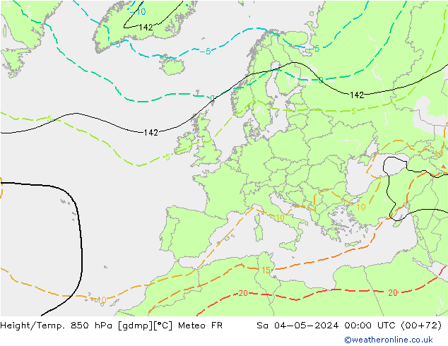 Hoogte/Temp. 850 hPa Meteo FR za 04.05.2024 00 UTC