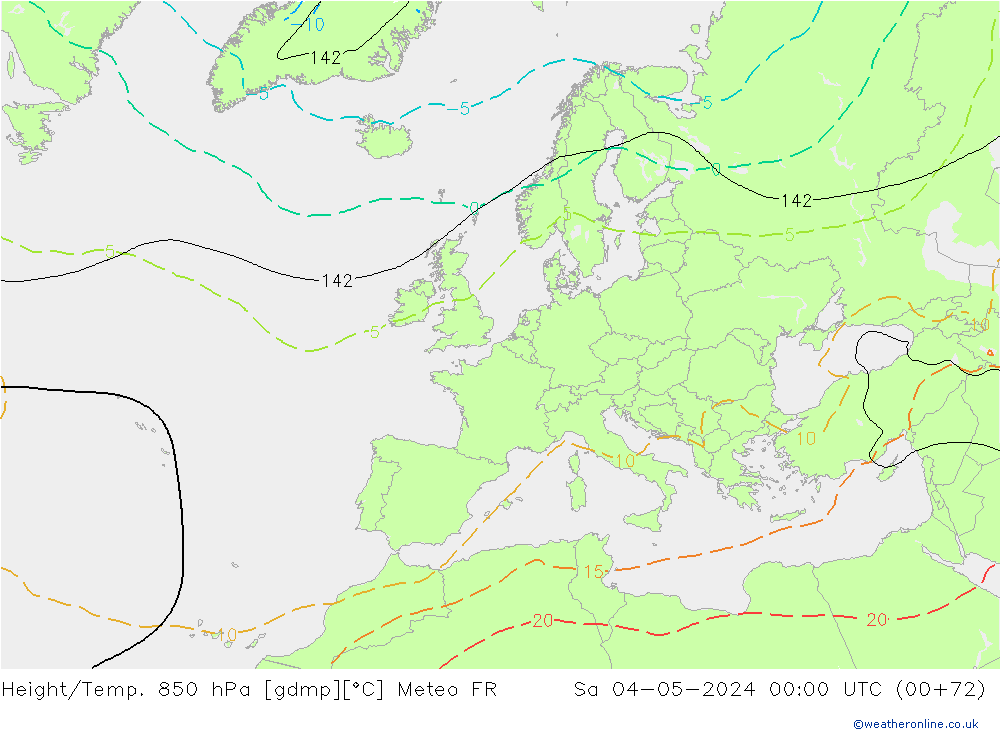 Height/Temp. 850 гПа Meteo FR сб 04.05.2024 00 UTC