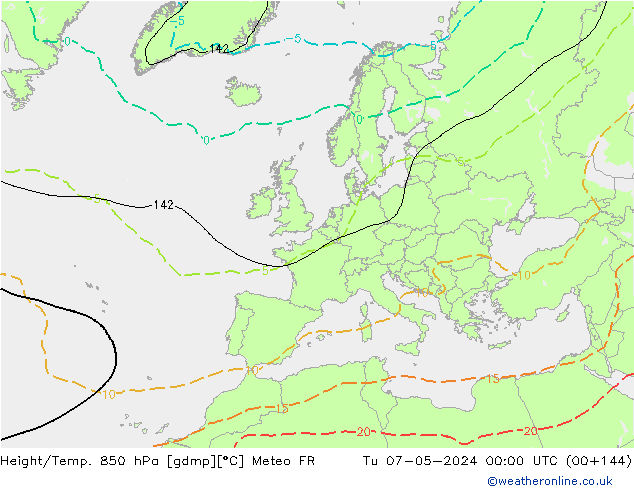 Yükseklik/Sıc. 850 hPa Meteo FR Sa 07.05.2024 00 UTC