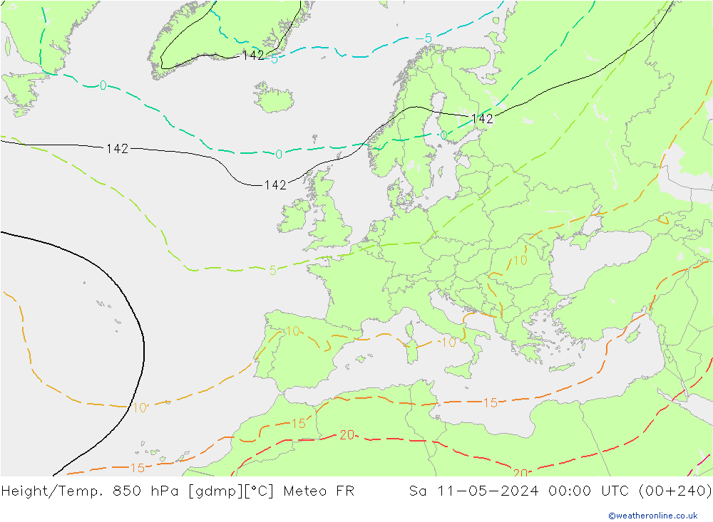 Height/Temp. 850 hPa Meteo FR sab 11.05.2024 00 UTC