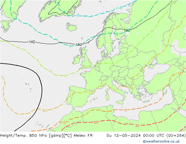 Hoogte/Temp. 850 hPa Meteo FR zo 12.05.2024 00 UTC