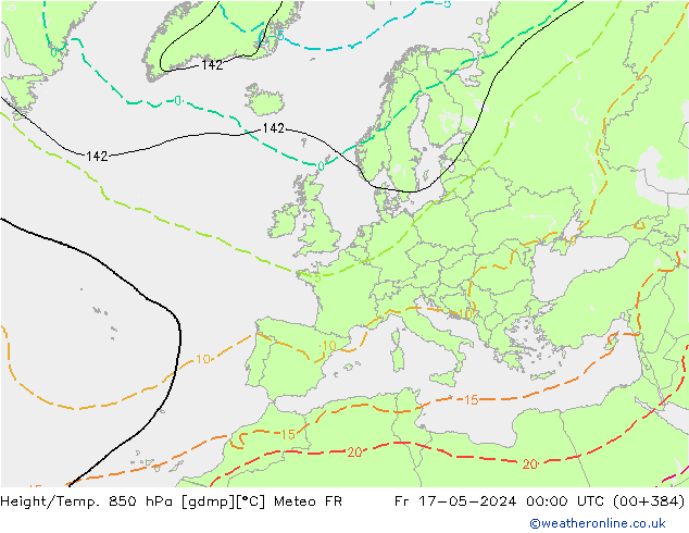 Yükseklik/Sıc. 850 hPa Meteo FR Cu 17.05.2024 00 UTC