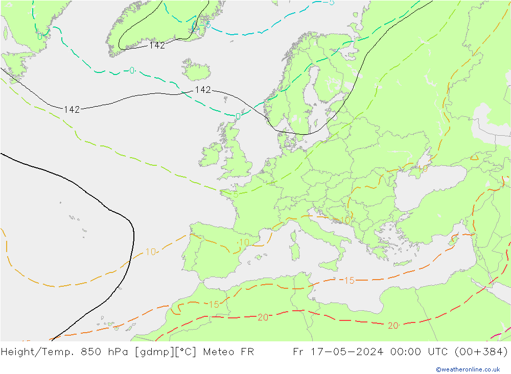 Height/Temp. 850 hPa Meteo FR ven 17.05.2024 00 UTC