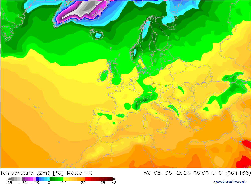 карта температуры Meteo FR ср 08.05.2024 00 UTC