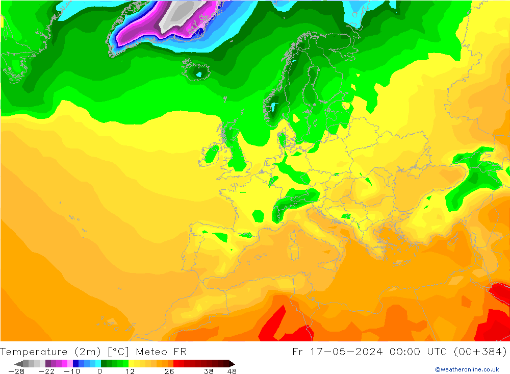 Temperatura (2m) Meteo FR Sex 17.05.2024 00 UTC