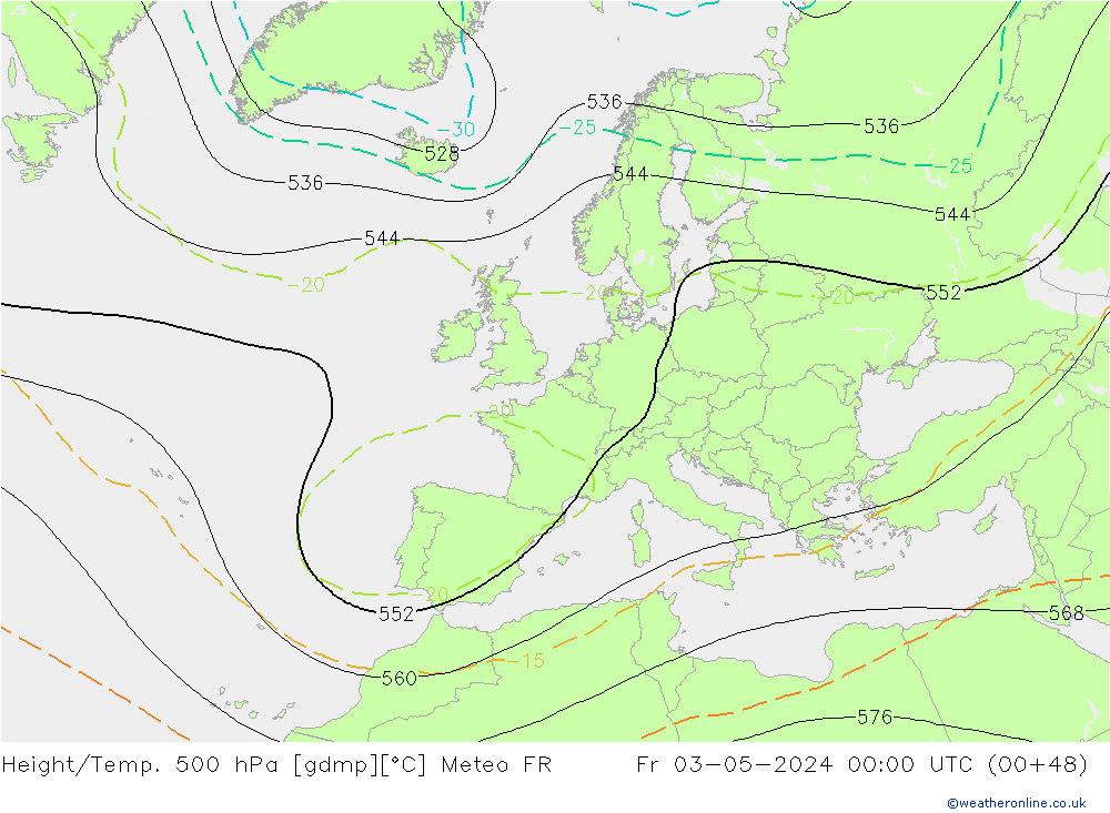 Height/Temp. 500 hPa Meteo FR Pá 03.05.2024 00 UTC