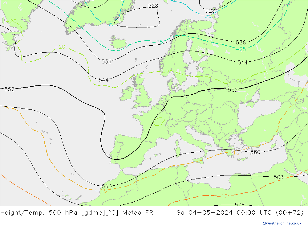 Yükseklik/Sıc. 500 hPa Meteo FR Cts 04.05.2024 00 UTC