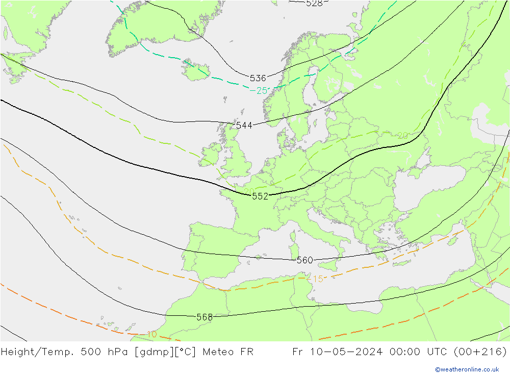 Height/Temp. 500 hPa Meteo FR Fr 10.05.2024 00 UTC