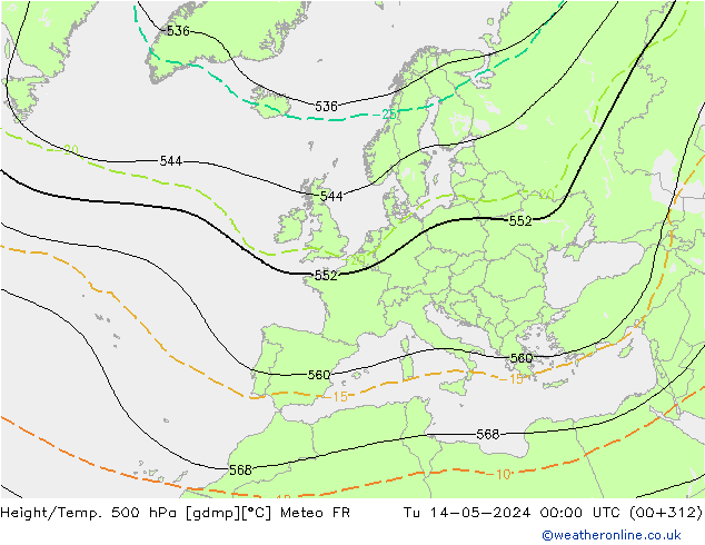 Hoogte/Temp. 500 hPa Meteo FR di 14.05.2024 00 UTC