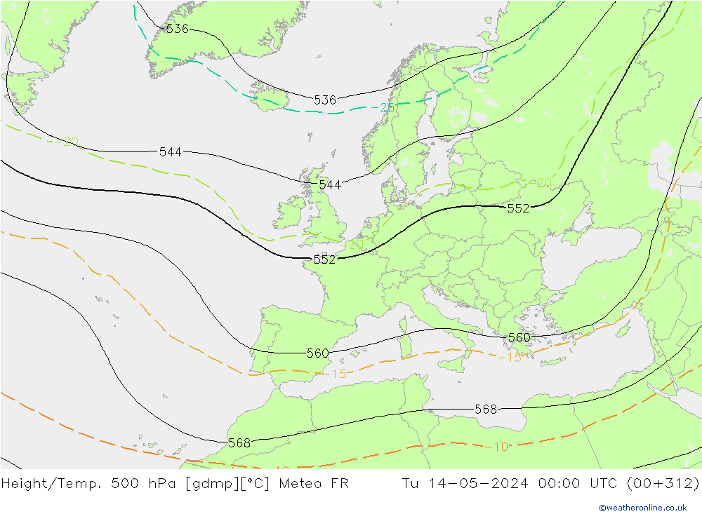 Hoogte/Temp. 500 hPa Meteo FR di 14.05.2024 00 UTC