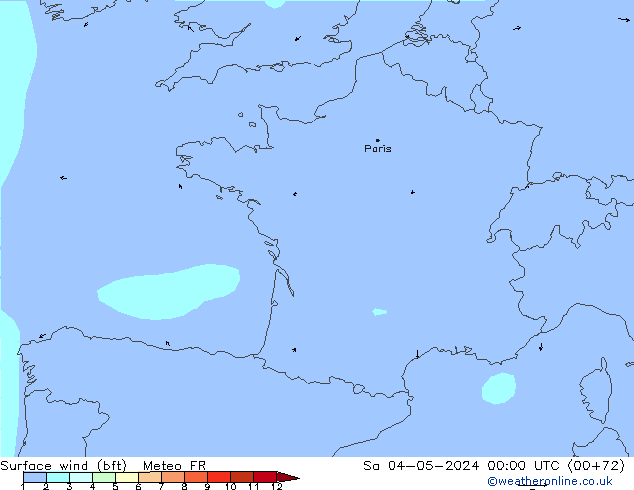 Viento 10 m (bft) Meteo FR sáb 04.05.2024 00 UTC