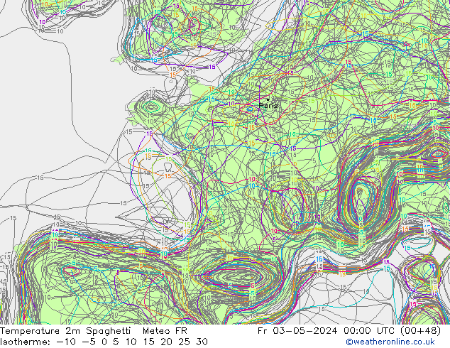Sıcaklık Haritası 2m Spaghetti Meteo FR Cu 03.05.2024 00 UTC