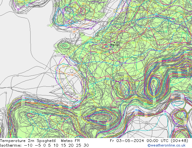 Temperatura 2m Spaghetti Meteo FR Sex 03.05.2024 00 UTC