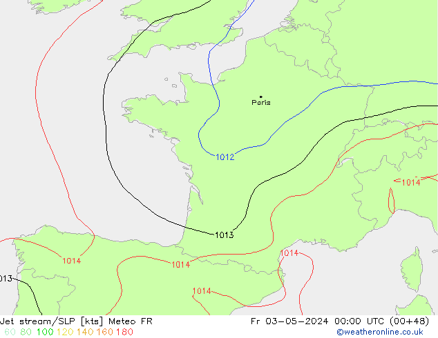 Corriente en chorro Meteo FR vie 03.05.2024 00 UTC