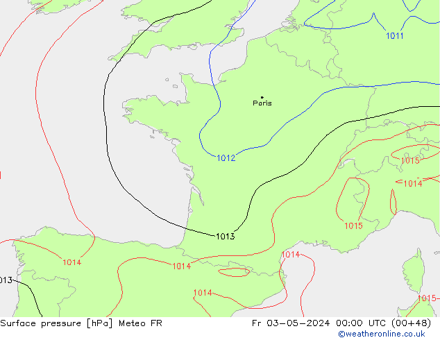 pression de l'air Meteo FR ven 03.05.2024 00 UTC