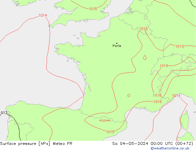 Atmosférický tlak Meteo FR So 04.05.2024 00 UTC