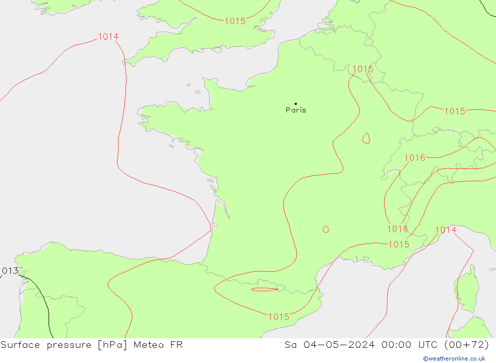 Pressione al suolo Meteo FR sab 04.05.2024 00 UTC