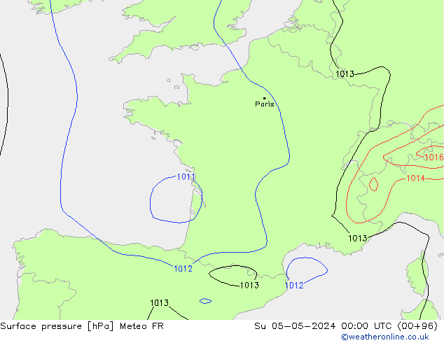 pressão do solo Meteo FR Dom 05.05.2024 00 UTC