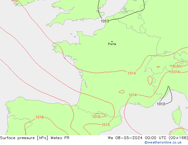 приземное давление Meteo FR ср 08.05.2024 00 UTC